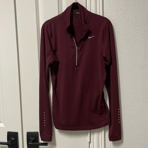 Nike Half Zip Running Dri-Fit Maroon Shirt Size Small EUC